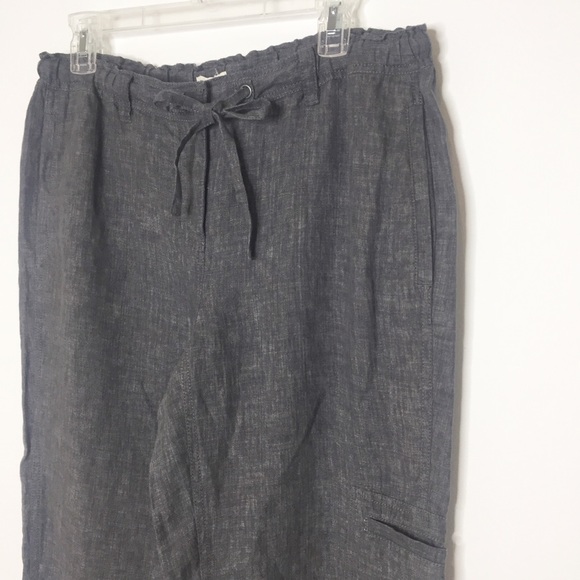 NWT Eileen Fisher gray linen ankle pants medium - Picture 3 of 6